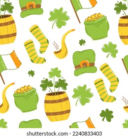 St. Patrick's Day Pattern Vector Illustration flat style