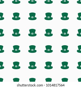 St. Patrick's Day, patterns, flat vector illustration, seamless, white background, green hat