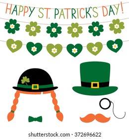 St. Patrick's Day photo booth props vector set