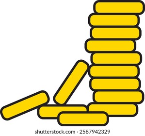 St. Patrick's Day, pile of gold coins, retro vintage style, vector flat icon isolated on a white transparent background