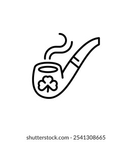 St Patricks Day pipe icon. Simple pipe with a shamrock design, ideal for St Patricks Day themed designs. Perfect for holiday-themed illustrations, social media, app, web design. Vector illustration