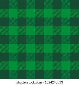 St. Patricks day plaid. Tartan pattern. Scottish cage. Scottish checkered background. Buffalo check. Traditional scottish ornament. Seamless fabric texture. Vector illustration