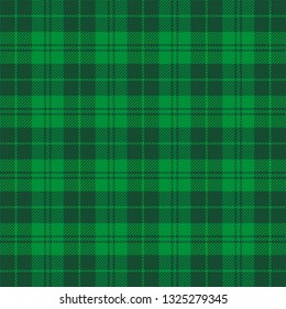 St. Patricks day plaid. Tartan pattern. Scottish cage. Scottish checkered background. Buffalo check. Traditional scottish ornament. Seamless fabric texture. Vector illustration