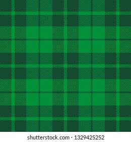 St. Patricks day plaid. Tartan pattern. Scottish cage. Scottish checkered background. Buffalo check. Traditional scottish ornament. Seamless fabric texture. Vector illustration