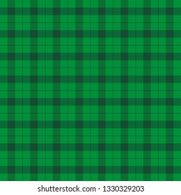 St. Patricks day plaid. Tartan pattern. Scottish cage. Scottish checkered background. Buffalo check. Traditional scottish ornament. Seamless fabric texture. Vector illustration