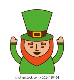 st. patricks day portrait of a leprechaun with arms up