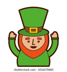 st. patricks day portrait of a leprechaun with arms up