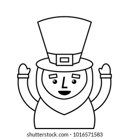 st. patricks day portrait of a leprechaun with arms up outline