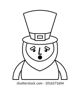 st. patricks day portrait of a surprised leprechaun outline