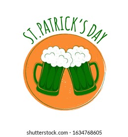 St. Patrick's day postcard. Flat craft design. Vector illustration.