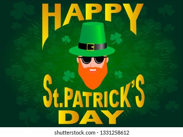 St. Patrick's Day postcard with the head of a leprechaun
