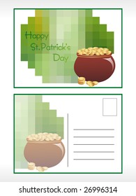 st. patrick's day postcard with pot