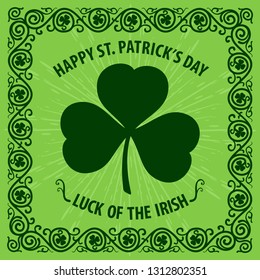 St. Patrick's Day poster, banner, label, badge, emblem or greeting card. Vector illustration.