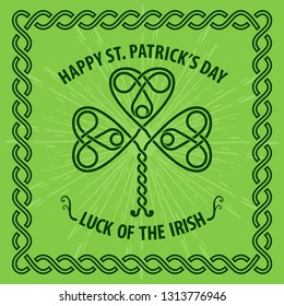 St. Patrick's Day poster, banner, label, badge, emblem or greeting card. Vector illustration.