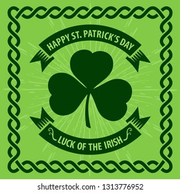 St. Patrick's Day poster, banner, label, badge, emblem or greeting card. Vector illustration.