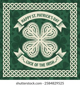 St. Patrick's Day poster, banner, label, badge, emblem or greeting card. Vector illustration