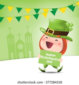 St. Patrick's Day poster. character Vector illustration