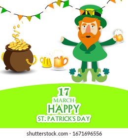 St. Patrick's day poster design in green colors. Vector Illustration of a St. Patrick's Day Background