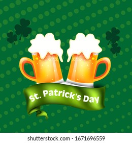 St. Patrick's day poster design in green colors. Vector Illustration of a St. Patrick's Day Background