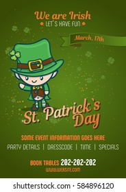 St. Patrick`s Day poster design with a leprechaun