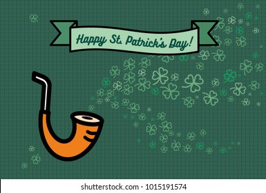 St Patrick's day poster. Flat vector green orange poster Happy Saint Patricks day parade. Illustration clover, hipster flat elements poster, postcard, flyer, banner parade, beer party, bar, irish pub.