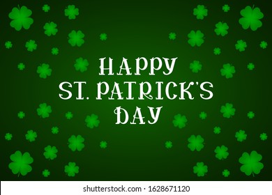 ST PATRICKS DAY poster with four-leaf clover. Vector illustration.