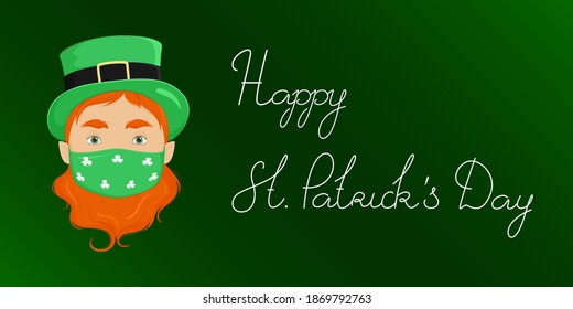 St. Patrick's Day Poster. Kobaun in Maske. Vektorgrafik.