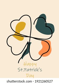 Afiche del Día de San Patricio en estilo de arte en línea. Plantilla de diseño para tarjetas de felicitación, afiche, volante, folleto, invitación de vacaciones, celebración corporativa. Ilustración vectorial.