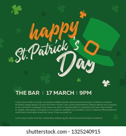 St. Patrick's Day poster in national colors. Invitation, March 17. Vector illustration