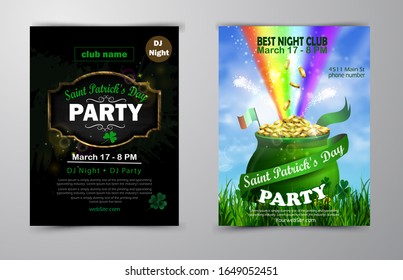 St. Patrick's Day poster set Vector illustration