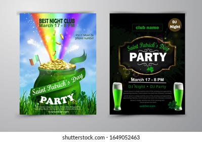 St. Patrick's Day poster set Vector illustration