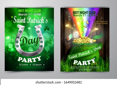 St. Patrick's Day poster set Vector illustration