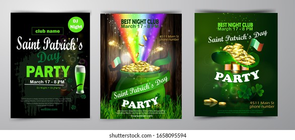 St. Patrick's Day poster set Vector illustration