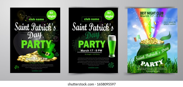 St. Patrick's Day poster set Vector illustration