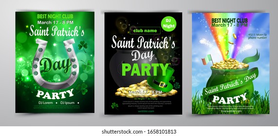 St. Patrick's Day poster set Vector illustration