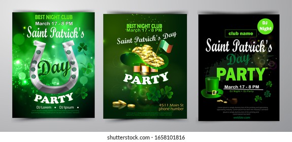 St. Patrick's Day poster set Vector illustration