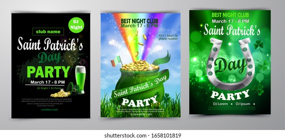 St. Patrick's Day poster set Vector illustration