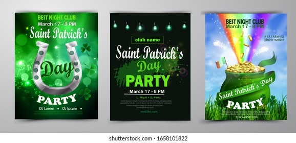 St. Patrick's Day poster set Vector illustration