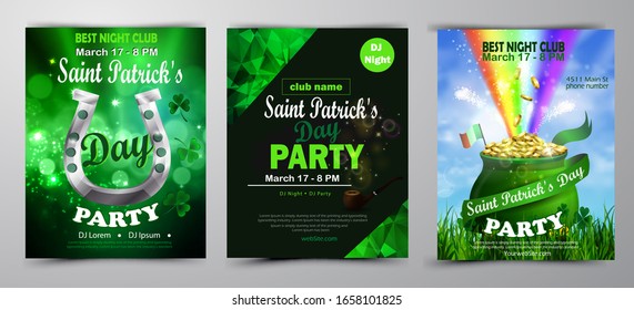 St. Patrick's Day poster set Vector illustration