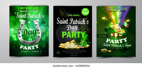 St. Patrick's Day poster set Vector illustration