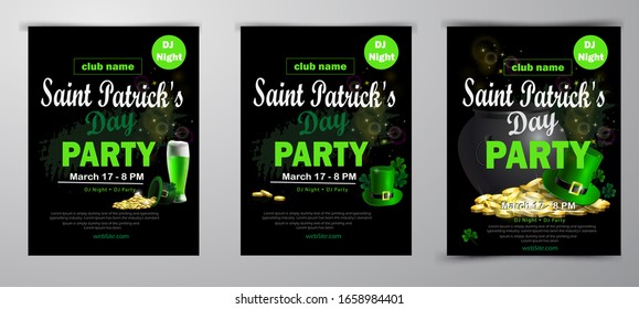 St. Patrick's Day poster set Vector illustration