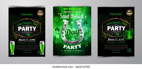 St. Patrick's Day poster set Vector illustration
