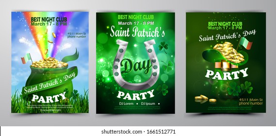 St. Patrick's Day poster set Vector illustration