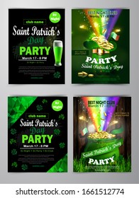 St. Patrick's Day poster set Vector illustration
