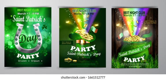 St. Patrick's Day poster set Vector illustration