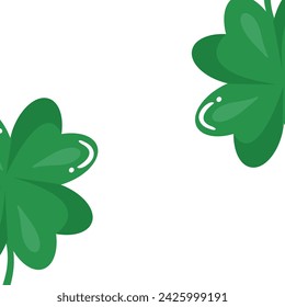 St. Patrick's Day poster template, namely two four-leaf clovers on two sides of a white template