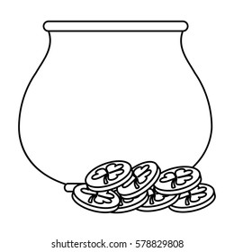 st patricks day pot coin treasure thin line