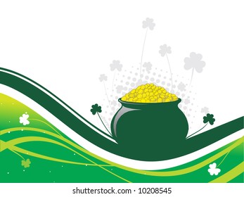 st. patricks day pot of gold vector illustration background