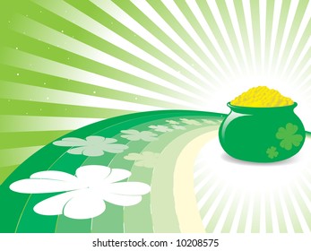 st. patricks day pot of gold vector illustration background