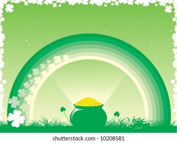 st. patricks day pot of gold vector illustration background